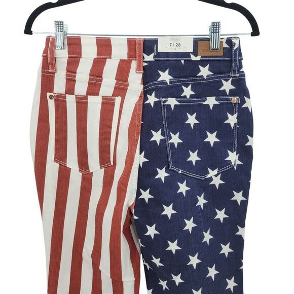 Judy Blue USA Flag High Waist Flare‎ Jeans 7/28 Cotton Patriotic Stars Stripes - Picture 11 of 14